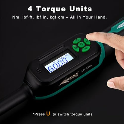 AEROFORCE 9PCS Magnetic Spark Plug Socket Set with a 3/8" Drive Digital Torque Wrench (6.8-135Nm), Includes 12-Point 14mm & 16mm Spark Plug Sockets for cars, motorcycles, lawnmowers - size: 9PCS