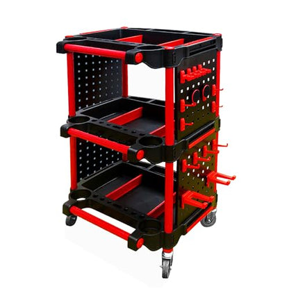 Car Detailing Cart Tool Organizer with 4 Pieces Side Hanging Plate & Hooks,for Mechanics & Detailers During Repairs Car Wash/Wax Detailing Cart-Updated - size: Detailing Cart with 4 Side Plate