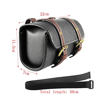 YIBO Motorcycle Fork Bag Quick Release Bag Side Bag Waterproof Universal Tool Bag American Bicycle Side Bag Leather Small Tool Bag (Black 1) - color: Black 1