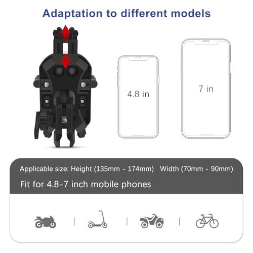 MFGZD Motorcycle Phone Mount Holder Handlebar Clamp With Vibration Dampener, Anti-Shake Adjustable Handlebar Cellphone Clamp Mount For Motorcycle ATV Bicycle Scooter Moped Bike Stroller, 4.8-7" Phones - color: Handlebar Mount