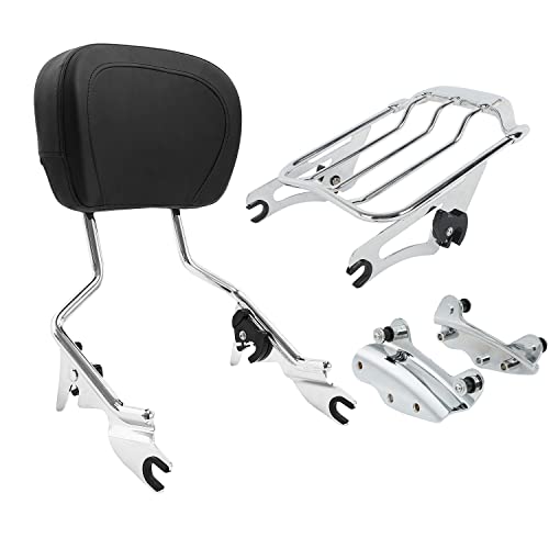 TCT-MOTORPARTS Detachable Upright Sissy Bar Passenger Backrest W/Pad Luggage Rack Docking Kits Fit For Harley Street Glide Road King 2009-2013 - color: Chrome #4(2009-2013)