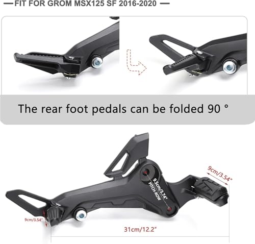 Mokuo Motorcycle Footrest Assembly,1 Pair Footpegs Kit in Alloy Aluminum Material Fit for Honda Grom Msx 2017-2020,Black Color - color: 1 Pair - Black