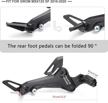 Mokuo Motorcycle Footrest Assembly,1 Pair Footpegs Kit in Alloy Aluminum Material Fit for Honda Grom Msx 2017-2020,Black Color - color: 1 Pair - Black