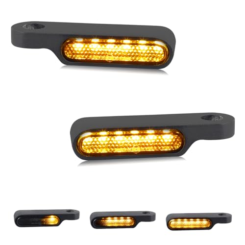 NTHREEAUTO Universal Motorcycle Turn Signals Front Handlebar Sequential LED Blinkers Amber Lights Compatible with Harley Honda Yamaha Kawasaki Suzuki