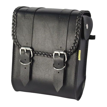 Dowco Willie & Max 58481-20 Braided Series: Synthetic Leather Motorcycle Sissy Bar Bag, Black, Universal Fit, 6 Liter Capacity - style: Braided Series