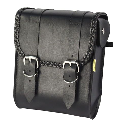 Dowco Willie & Max 58481-20 Braided Series: Synthetic Leather Motorcycle Sissy Bar Bag, Black, Universal Fit, 6 Liter Capacity - style: Braided Series