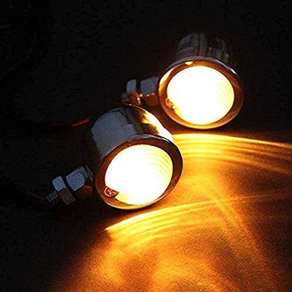 Motorcycle Turn Signals 2pcs Chrome Front Rear Turn Signals 12V with Bullet Shape and Amber Lights Fit Universal Fit for Harley Honda Yamaha Dukati Suzuki Kawasaki - color: Black