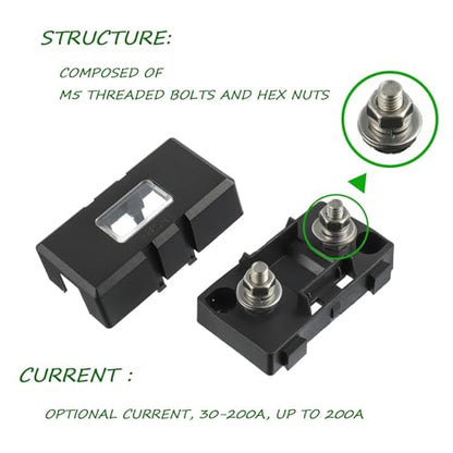 Midi Fuse Holder and 2 Pieces 125A Midi high Current Fuse Screw Fuse for Cars, Trucks, Vehicles(125 Amp) - color: 125A