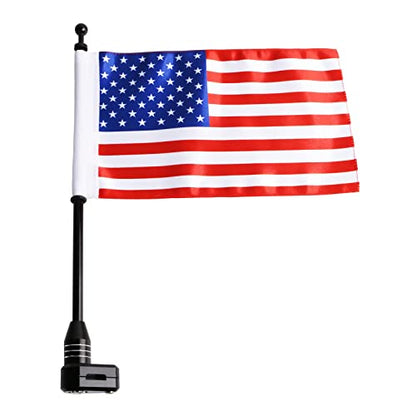 Motorcycle USA Flag Flagpole Mount Rear Rack Luggage Rack Fits for Honda Goldwing GL1500 GL1200 GL1800 2001-2025, Black - color: Black Flagole+US Flag 1 Set