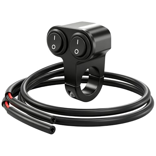 Dual Universal 7/8" 22mm Motorcycle Handlebar Switch, 12V Waterproof Handle Bar ON Off Toggle Switch for Motorcycle ATV Dirt Bike Scooter Marine Fog Light, Black