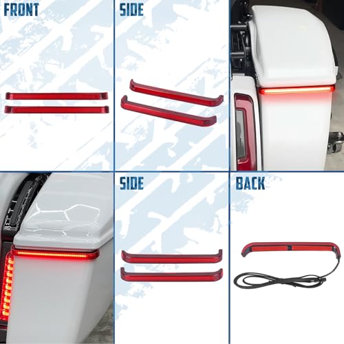 LED Saddlebag Tail Light with Running Brake Light and Sequential Turn Signal Lamp Fit for Harley Touring Street Glide Road King Road Glide Electra Glide Ultra Limited 2023.5-2025 (Red Lens) - color: 2023.5-Up Red Lens