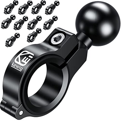 BRCOVAN 10 Pack, Aluminum Alloy Handlebar Mount Base with 1'' TPU Ball | Compatible with RAM Mounts B Size 1 Inch Ball Double Socket Arm, for Round Rail Diameter 0.5'' 0.87'' 1'' 1.125'' 1.26'' - style: R3-Set of 10