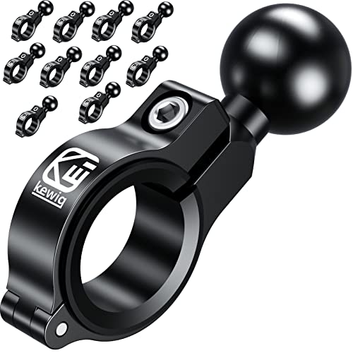 BRCOVAN 10 Pack, Aluminum Alloy Handlebar Mount Base with 1'' TPU Ball | Compatible with RAM Mounts B Size 1 Inch Ball Double Socket Arm, for Round Rail Diameter 0.5'' 0.87'' 1'' 1.125'' 1.26'' - style: R3-Set of 10