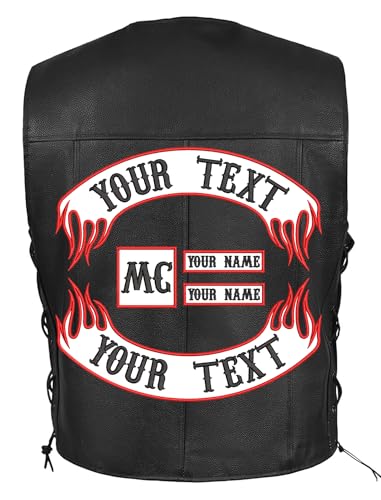 5Pcs Custom Biker Embroider Patches Personalized Rocker Patch Rider Motorcycle Patches Back Name Patch for Vest Jacket Multiple Sizes and Colors (Flame/White) - color: flame/White