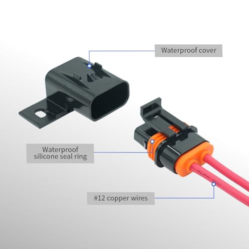 partsPTT IP67 Waterproof in-Line ATO/ATC Blade Fuse Holder 30A with Cover, 12 AWG Wire, Automotive & Marine for Small Boats, Fishing Boats, Speedboats, Outboard Circuits (2 Pack) - style: ATC/ATO