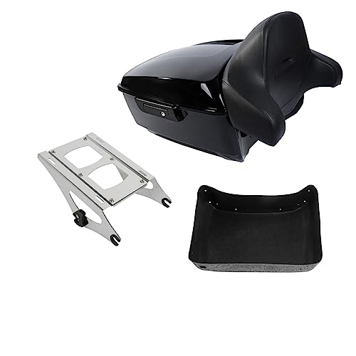 TCMT Black Latches King Motorcycle Trunk Wrap Around Pad Mounting Rack Kit Fit For Harley 2014-2025 Touring CVO Road King Road Glide Street Glide Electra Glide Pack - color: Style B Chrome 2 Up Rack#2
