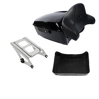 TCMT Black Latches King Motorcycle Trunk Wrap Around Pad Mounting Rack Kit Fit For Harley 2014-2025 Touring CVO Road King Road Glide Street Glide Electra Glide Pack - color: Style B Chrome 2 Up Rack#2
