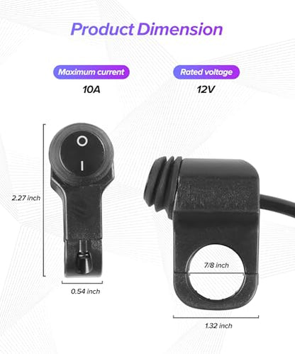 Motorcycle Handlebar Switch,Car Accessories Handlebar Switch,Waterproof Motorcycle Light Toggle Switchs,Powersports Handlebar Accessories,Suitable for Most Motorcycles,ATVs,Bikes,and UTVs