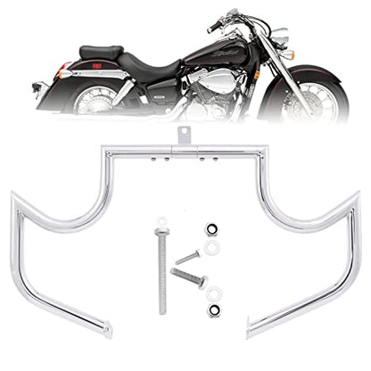 Kinglemc Crash Bar Engine Guard Highway Bar for Honda 750 VT750 VT750C VT400 Shadow Aero Phantom Spirit (Mustache Silver) - color: Mustache Chrome