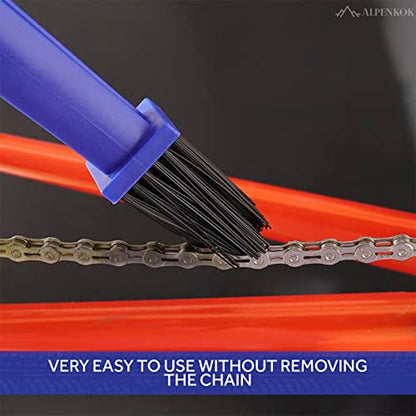 Motorcycle Chain Brush – O-Ring Safe, 3-Sided PP Chain Cleaning Brush, Reinforced PP Handle, Dual-Sided Sprocket & Drivetrain Tool, No Removal Needed – Dirt Bike, MTB, Road Bike, Cruiser, ATV - style: Motorcycle Chain Cleaner Brush