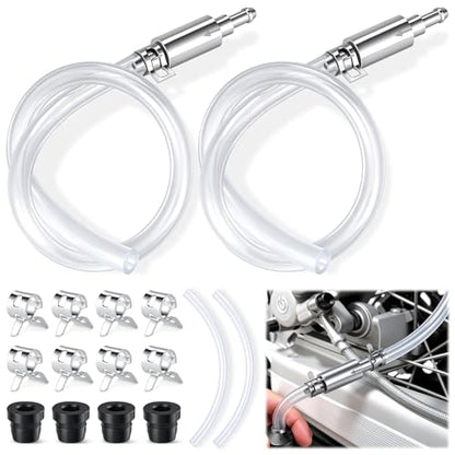 GaRhomxy Brake Bleeder Kit - 2PCS One Way Check Valve Brake Bleeder Hose, One Man Brake Bleeder Tool with Clamps & Nozzle Caps, Universal Brake Fluid Bleeder Kit for Car Motorcycle - size: 2PCS