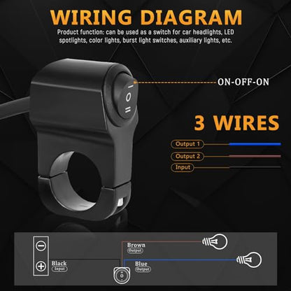 Wai Danie 22mm 7/8in Aluminum Alloy Motorcycle Handlebar Headlight Switch Three-Position Waterproof Switch 12V Fog Spotlight Retro Switch for Motorcycle Bike ATV UTV Scooters - size: Black(1Pcs)