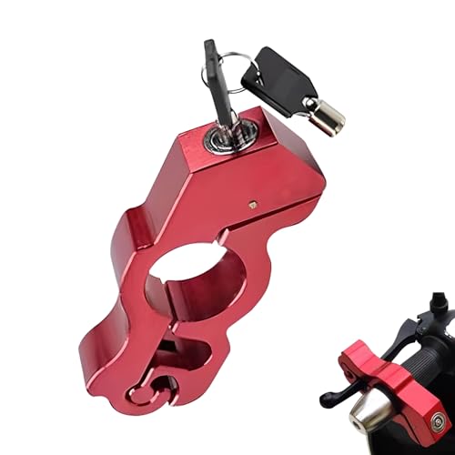 Motorcycle Handlebar Lock, Anti-Theft Anti-Picking Device for Brake Handlebar, Portable Adjustable Throttle Lock, Heavy Duty Anti-Rust Fixing Accessory for Bicycle Motorcycle Tricycle (Red) - color: Red
