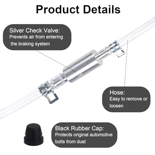 4 Sets Universal Brake Bleeder Hose Kit, One-Way Brake Bleeder Check Valve Tube Bleeding Tool with Metal Clamps Accessories for Car Motorcycle Bike DIY Service and Maintenance