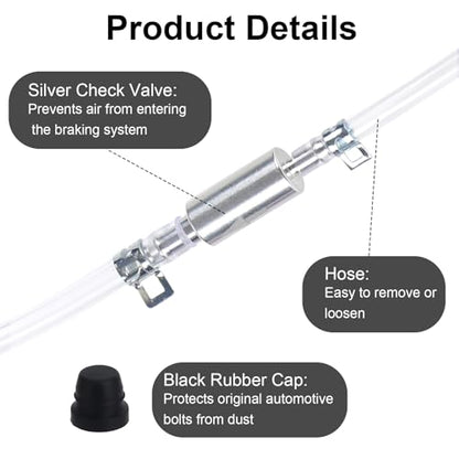 4 Sets Universal Brake Bleeder Hose Kit, One-Way Brake Bleeder Check Valve Tube Bleeding Tool with Metal Clamps Accessories for Car Motorcycle Bike DIY Service and Maintenance