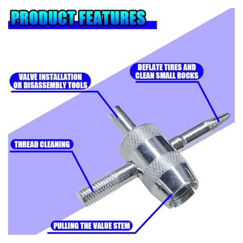 YoRise 4-Way Car Tire Valve Core Removal Tool, Multifunctional 4-in-1 Automotive Valve Stem Puller, Universal Vehicle Tire Stem Repair Wrench for Car, Bike, Bicycle, Automobile(4PCS) - size: 4PCS