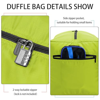 iFARADAY Foldable Duffel Bag 30" / 75L Lightweight with Water Rresistant for Travel-Light Green - color: Light Green-75L