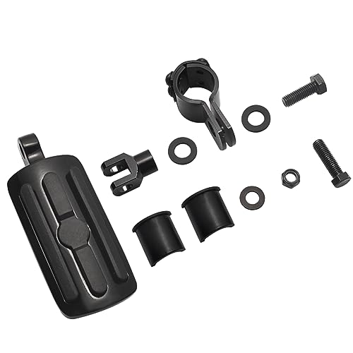 FOVPLUE 1",1.25"Highway Footpegs, Adjustable Highway Peg w/ 3-Piece Clamp for Harley Touring Softail Dyna Sportster models w/25mm-32mm Engine Guard/Tubing,Black#1 - color: Black and Rubber Style
