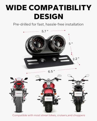 Amazicha Enhanced Motorcycle Tail Light, Motorcycle Brake Light, IP67 Waterproof Turn Signals Running Light with License Plate Bracket Fit for Street Bike Cruiser Chopper Bobber (Smoke, 90 Leds) - color: Smoke
