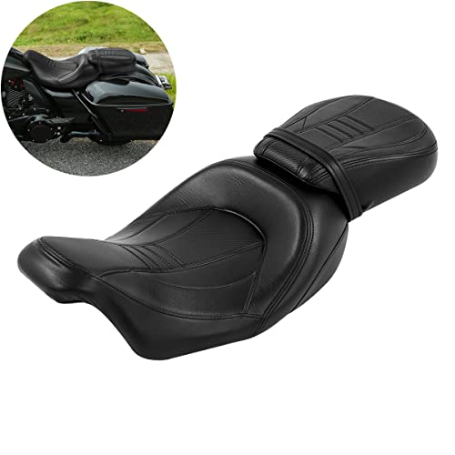 SLMOTO Motorcycle Front Rear Seat for Harley, Detachable Driver & Passenger Seat, Fit For Harley CVO Road King Road Street Electra Glide Ultra Limited 2009-2023 - color: StyleA Black Seat