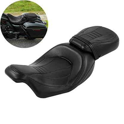 SLMOTO Motorcycle Front Rear Seat for Harley, Detachable Driver & Passenger Seat, Fit For Harley CVO Road King Road Street Electra Glide Ultra Limited 2009-2023 - color: StyleA Black Seat