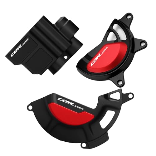 Motorcycle Engine Clutch Alternator Guard Protection Compatible with CBR650R 2024 2025 Engine Clutch Alternator Cover Crash Frame Slider Protector 2025 CBR650R Accessories -BK-1 - color: blackred, size: Type-A+B+C