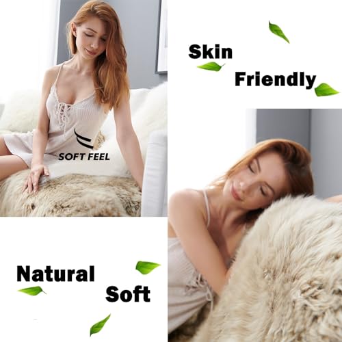 Real Genuine Sheepskin Rug Natural Fur Rug Sheep Skin Rugs Full Sheepskin Rugs Authentic Sheep Skin Throw Lambskin Seat Covers for Chairs Wool Seat Pad Cushion (2.3X3.28 ft) - color: 5