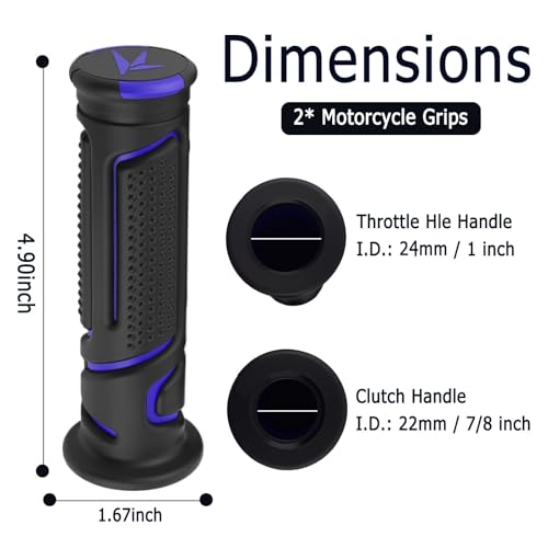 Cool Anti-Slip Dirt Bike Grips,ID 24mm 1" & 22mm 7/8" Motorcycle Grips Kit with Two-Colour Design,Universal Handlebar Grip Dirt Bike Accessories for Most Motocross ATV (Blue) - color: Blue