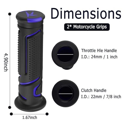 Cool Anti-Slip Dirt Bike Grips,ID 24mm 1" & 22mm 7/8" Motorcycle Grips Kit with Two-Colour Design,Universal Handlebar Grip Dirt Bike Accessories for Most Motocross ATV (Blue) - color: Blue