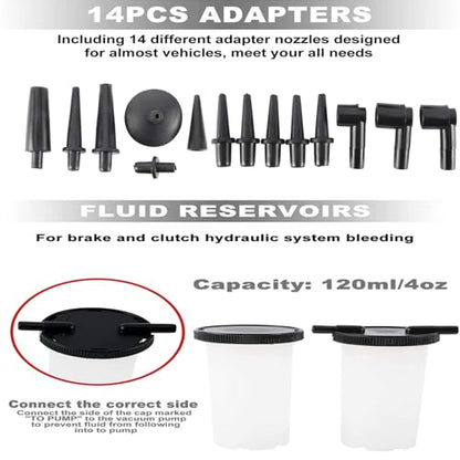Ventilation Kit Brake, Manometer Hand Vacuum Pump Tester Set with Adapters Fluid Brake Replacement Tool Clutch Ventilation System, for Cars, Motorcycles, Trucks