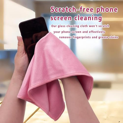 6Pcs Glass Cleaning Cloth for Window Eyeglass Mirrors Stainless Steel - color: Pink