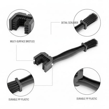 Bicycle Chain Cleaning Brush, Double-Headed Drivetrain Scrubber for Bike and Motorcycle Maintenance, PP Plastic Tool for Grease and Grime Removal (1 PC) - color: Black