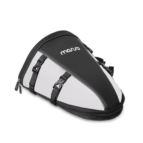 MOSISO Motorcycle Tail Bag Multifunctional Waterproof Polyester Storage Saddle Bag, 10L Outdoor Sports Motorbike Rear Seat Light Tank Handbag Tool Carry Pouch with Shoulder Strap, White - color: White