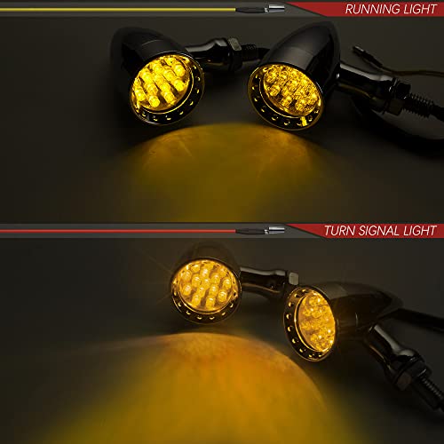 Motorcycle Turn Signals LED Bullet Front Rear Indicator Lights Universal Compatible for Harley Davidson Cruiser Iron Softail Street Bike Honda Shadow Yamaha Chopper Bobber Cafe Racer(Chrome/Amber-B) - color: Chrome/Amber-B