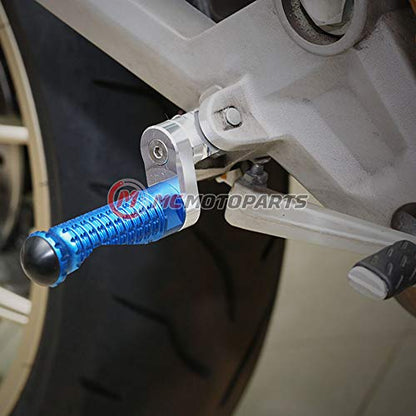 MC MOTOPARTS MPRO Blue 25mm Extended Front CNC Footpegs Compatible with YZF R1 00-21 YZF R6 03-19 YZF R1M 15-21 R1S - color: Blue, size: 25mm Extension