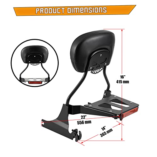 Kinglemc Sissy Bar backrest Luggage Rack for Harley Sportster XL883 XL1200 883 1200 Iron Superlow with Lock with Docking Hardware (Black) - color: Black