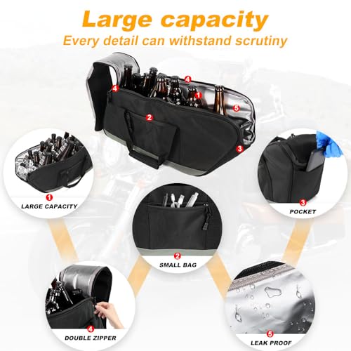 Motorcycle Saddlebag Cooler Bag for Touring Road Glide Electra Glide and Models with Hard Saddlebags, Saddle Bag Insert Cooler Motorcycle Beverage Cooler Bag