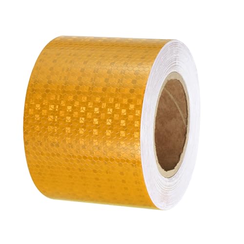 PATIKIL Reflective Tape, 1 Roll 4 Inch x 82 Ft Waterproof Self Adhesive High Visibility Caution Warning Safety Tape Reflector for Trucks Trailers Cars, Yellow - color: Yellow, size: 4 IN x 82 FT