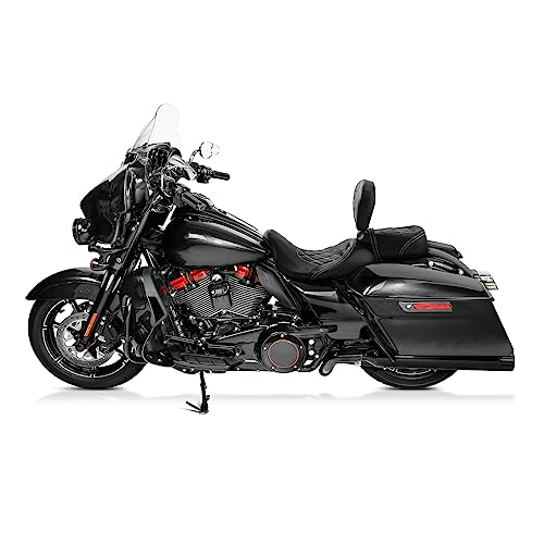 TCT-MOTORPARTS Driver Rider Backrest Pad Fits for Harley Touring 2009-2023 Road King Street Road Electra Glide Ultra White Stitching - color: Driver Backrest White