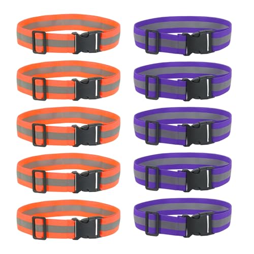 Reflective Safety Belt, Adjustable High Visibility Glow Belt Outdoor Running Gear Accessories - color: Fluorescent Orange/Purple